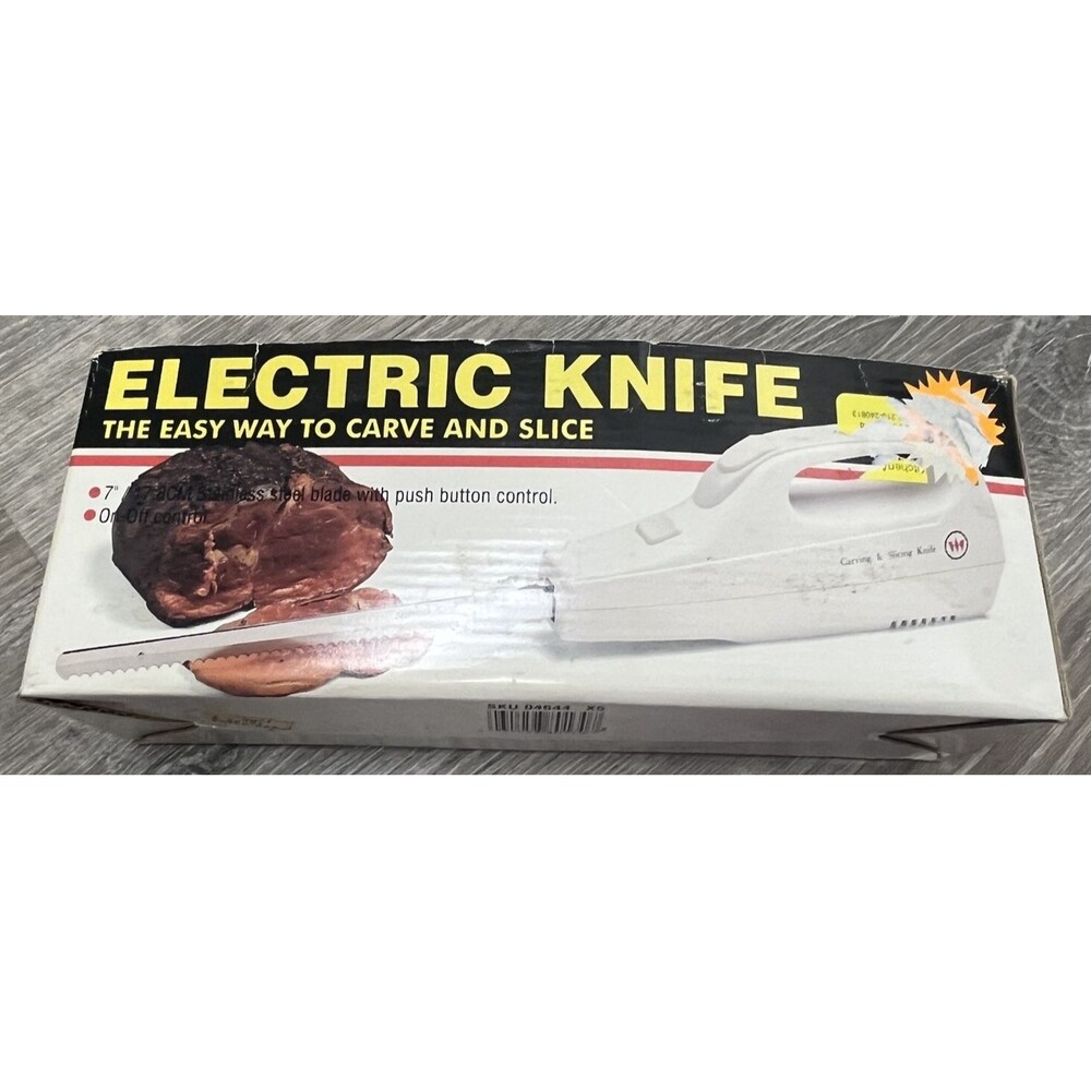 Vintage Woolworth Electric Carving Knife Stainless Steel‎ 2 Blades Original Box